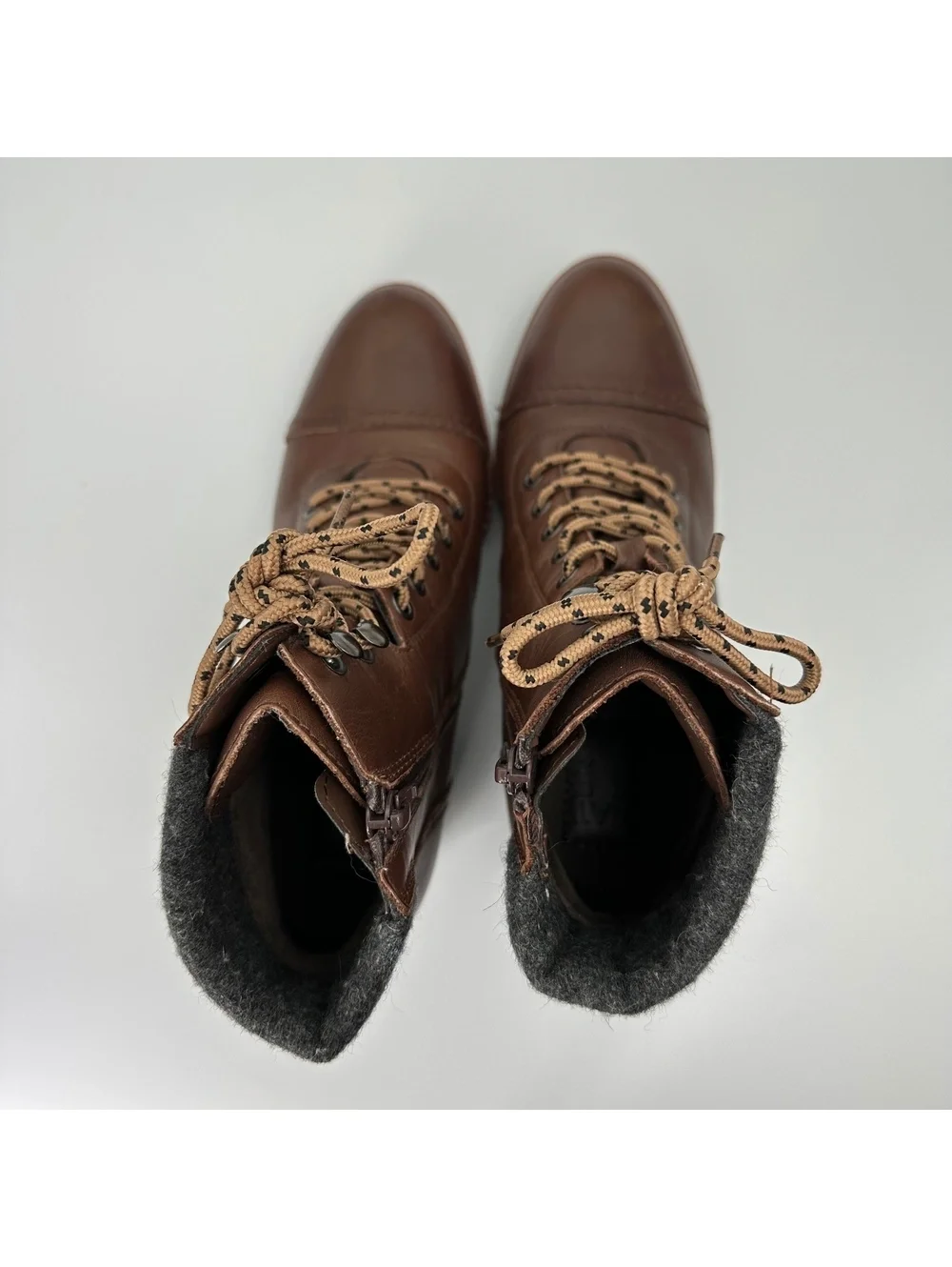 Naturalizer Varuna Waterproof Leather Lace Up Ankle Boots Brown Wool 7.5 womens
